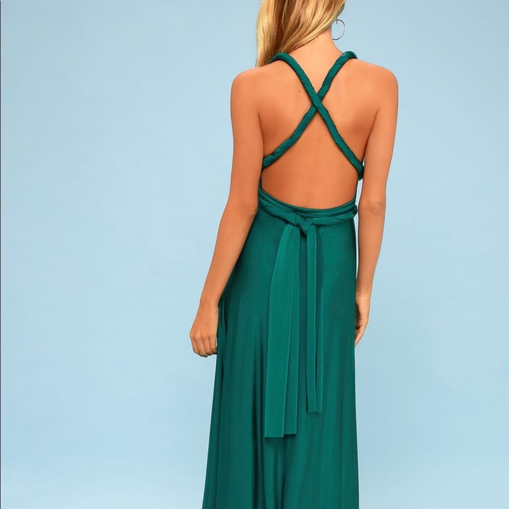 Lulu’s wrap Stunning Convertible Emerald Green Maxi Dress - Picture 2 of 9